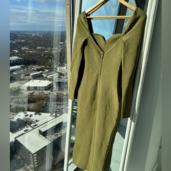 HOUSE OF CB 'Katalina' Olive Sweetheart Neckline Bandage Dress - Picture 9 of 13